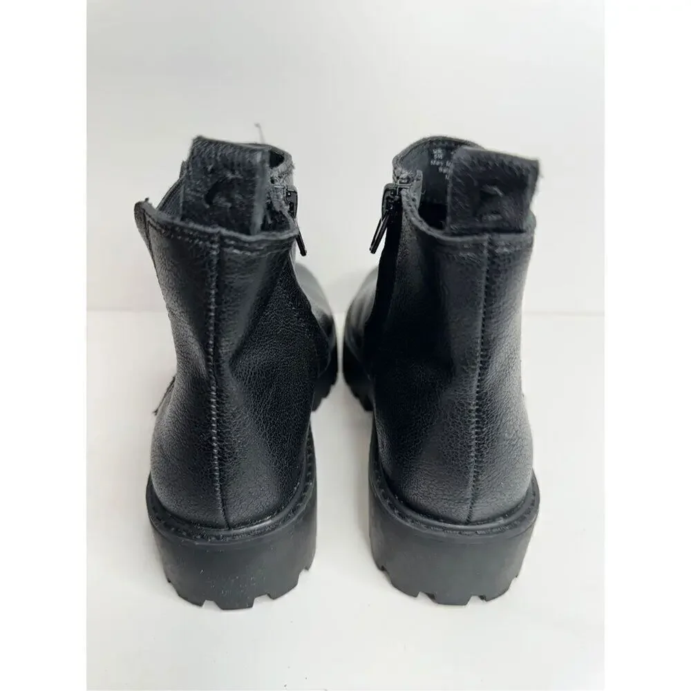Zodiac‎ Ankle Booties Size 5 Black Chunky Sole Block Heel Faux Leather Boots